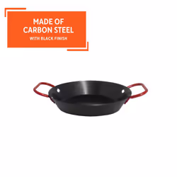 IMUSA USA 6 Carbon Steel Coated Nonstick Paella Pan Handles  Black  Red Hanldes