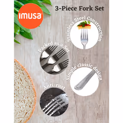 IMUSA USA IMU71111 3 Piece Fork Set  Silver