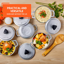 IMUSA USA 4 Piece 0.5Qt Traditional Colombian Mini Calderos (Dutch Oven) for Cooking and Serving  Silver