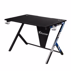 X Rocker Home / Ocelot Gaming Desk with Blue/Red Stickers, Straight, Rectangular shape, Steel, Steel, Gaming, Black, Blue, Re ...