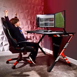 X Rocker Home / Ocelot Gaming Desk with Blue/Red Stickers