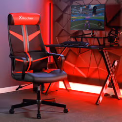 X Rocker 2023037, PC gaming chair, 110 kg, Padded seat, Mesh backrest, Black, Black