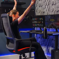 X Rocker 2023037 video game chair PC gaming chair Padded seat Black, Red