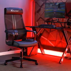 X Rocker 2023074, PC gaming chair, 110 kg, Padded seat, Mesh backrest, Black, Black