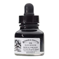Winsor & Newton Drawing Ink  30ml Bottle  Black Dropper Cap
