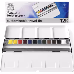 Winsor & Newton Cotman Watercolor Paint Set  Customisable Travel Tin  12 Half Pan