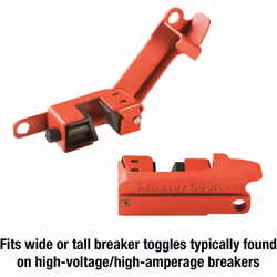 Master Lock Electrical Device 491B Grip Tight Circuit Breaker Lockout, Red & Black, One-Size