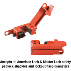 Master Lock Electrical Device 491B Grip Tight Circuit Breaker Lockout, Red & Black, One-Size