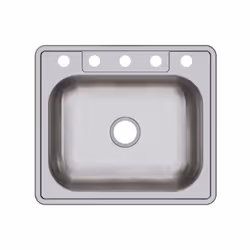 Elkay D125225 22 Gauge Stainless Steel Single Bowl Top Mount Kitchen Sink 25 x 22 x 6.5625""""