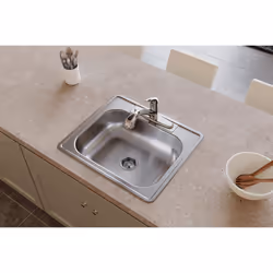 Elkay D125225 22 Gauge Stainless Steel Single Bowl Top Mount Kitchen Sink  25 x 22 x 6.5625""""