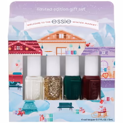 essie New Limited Edition Holiday 4 Piece Mini Gift Set Featuring Nail Color Off Tropic Wicked Summit of Style and Blanc Kit