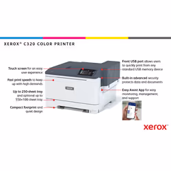 Xerox C320 A4 33ppm Wireless Duplex Printer PS3 PCL5e/6 2 Trays Total 251 Sheets - Additional view 7