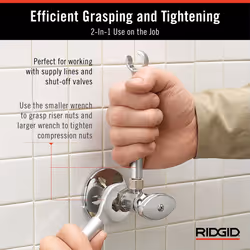 RIDGID 27023 Model 2002 One Stop 2-in-1 Wrench for Angle Stops  Straight Stops  and Compression Couplings