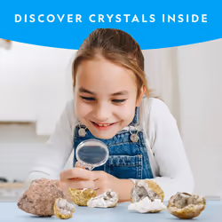 - Break Open 15 Premium Geodes â Includes Goggles, Detailed Learning Guide & 3 Display Stands - Great Stem Science Gift for Mineralogy & Geology