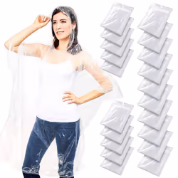 Juvale 20 Pack Disposable Rain Ponchos for Adults - Emergency Ponchos with Hood Family Pack  Individually Wrapped Raincoats   ...