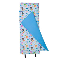 Wildkin Original Nap Mat with Reusable Pillow for Boys and Girls  Perfect for Elementary Sleeping Mat  Features Hook and Loop Fastener  Soft Cotton Bl