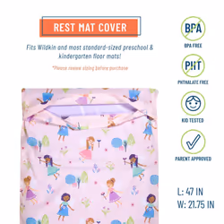 Wildkin Kids Nap Mat Cover for Boys & Girls  Sewn-in Flap Design Rest Mat Cover  Perfect for Preschool and Daycare  Fits Our Vinyl Nap Mat up to 1.5 I