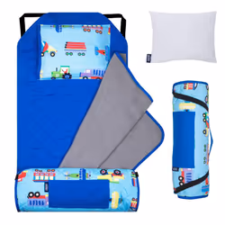 Wildkin Kids Modern Nap Mat with Reusable Pillow for Boys & Girls Perfect for Elementary Sleeping Mat Features Elastic Corn ...