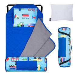 Wildkin Kids Modern Nap Mat with Reusable Pillow for Boys & Girls  Perfect for Elementary Sleeping Mat  Features Elastic Corner Straps  Cott