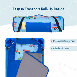 Wildkin Kids Modern Nap Mat with Reusable Pillow for Boys & Girls  Perfect for Elementary Sleeping Mat  Features Elastic Corner Straps  Cott