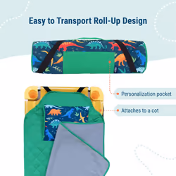 Wildkin Kids Modern Nap Mat with Reusable Pillow for Boys & Girls  Perfect for Elementary Sleeping Mat  Features Elastic Corner Straps  Soft Cotton Bl