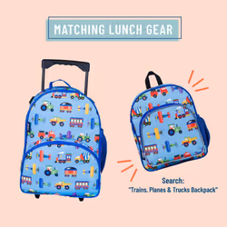 Wildkin Kids Rolling Luggage for Boys and Girls  Carry on Luggage Size is Perfect for School and Overnight Travel  Measures 16 x 12 x 6 Inches (Trains