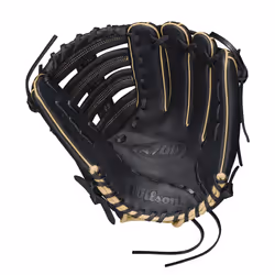 Wilson 2022 A700 12.5"""" Outfield Baseball Glove - Black/Blonde/White  Left Hand Throw