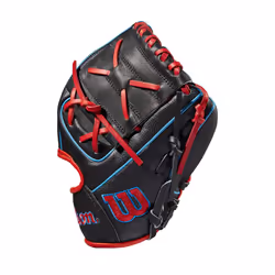 Wilson 2022 A2000 Pedrioa Fit X2SS 11"""" Infield Baseball Glove - Black/Red/Blue  Right Hand Throw