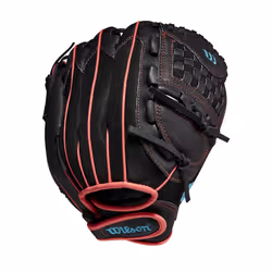 Wilson 2022 A440 Flash 11.5"""" Fastpitch Infield Glove - Left Hand Throw  Black/Pink/Tropical Blue