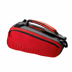WILSON Clash V2 Super Tour Tennis Racket Bag - Red/Black Holds up to 6 Rackets