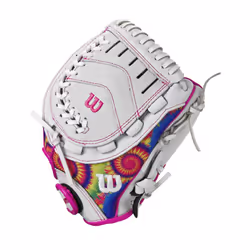 Wilson 2024 A440 Flash 11  Youth Infield Fastpitch Softball Glove - Right Hand Throw  White/Pink/Tie Dye