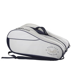 WILSON 1914 Heritage Tennis Racket Bag - Holds up to 12 Rackets  Cream/Dark Navy
