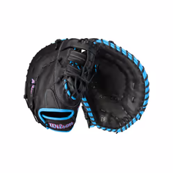 Wilson 2024 A1000 1623 13  Baseball First Base Mitt - Right Hand Throw  Black/Cool Blue/Flamingo Pink