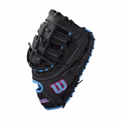 Wilson 2024 A1000 1623 13  Baseball First Base Mitt - Right Hand Throw  Black/Cool Blue/Flamingo Pink