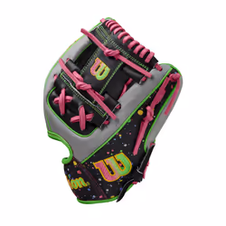 Wilson Winter 2024 A2000 1786 11.5"""" Infield Baseball Glove - Grey/Green/Pink  Right Hand Throw