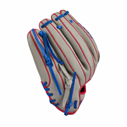 Wilson 2024 A900 PF12 Pedroia Fit 12  Utility Baseball Glove - Grey/Red/Royal  Right Hand Throw