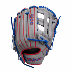 Wilson 2024 A900 PF12 Pedroia Fit 12  Utility Baseball Glove - Grey/Red/Royal  Left Hand Throw
