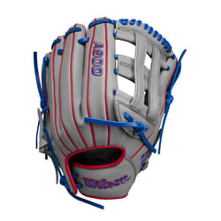 Wilson 2024 A900 PF12 Pedroia Fit 12  Utility Baseball Glove - Grey/Red/Royal  Left Hand Throw
