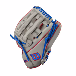 Wilson 2024 A900 PF12 Pedroia Fit 12  Utility Baseball Glove - Grey/Red/Royal  Left Hand Throw