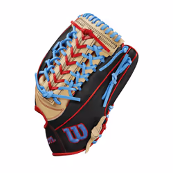 Wilson Spring 2025 A2000 PF92SS 12.25  Outfield Baseball Glove - Left Hand Throw  Black/Red/Sky Blue