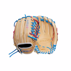 Wilson Winter 2024 A2000 T125 12.5"""" Outfield Fastpitch Glove - Blonde/Blue/Flamingo Left Hand Throw