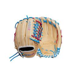Wilson Winter 2024 A2000 T125 12.5"""" Outfield Fastpitch Glove - Blonde/Blue/Flamingo  Left Hand Throw