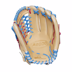 Wilson Winter 2024 A2000 T125 12.5"""" Outfield Fastpitch Glove - Blonde/Blue/Flamingo  Right Hand Throw