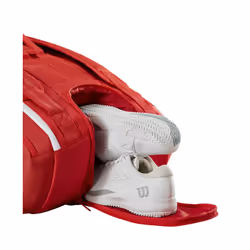 WILSON 2025 Super Tour Red Tennis Racket Bag - Red/White  Holds up to 15 Rackets