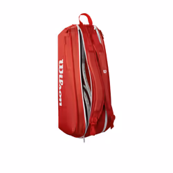 WILSON 2025 Super Tour Red Tennis Racket Bag - Red/White  Holds up to 6 Rackets