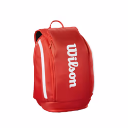 WILSON 2025 Super Tour Red Tennis Backpack - Red/White Holds up to 2 Rackets