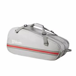 WILSON 2025 Team Tennis Racket Bag - Oats/Red Holds up to 6 Rackets