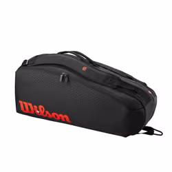 WILSON Clash V3 Super Tour Tennis Racket Bag - Black/Infrared Holds up to 6 Rackets
