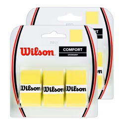 2 of Wilson Pro Overgrip Comfort 3 Packs Total 6 Strips of overgrip Yellow