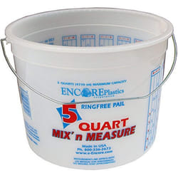 Encore Plastics 5166 Mix 'N Measure Ringfree Plastic Pail with Wire Handle  5-Quart